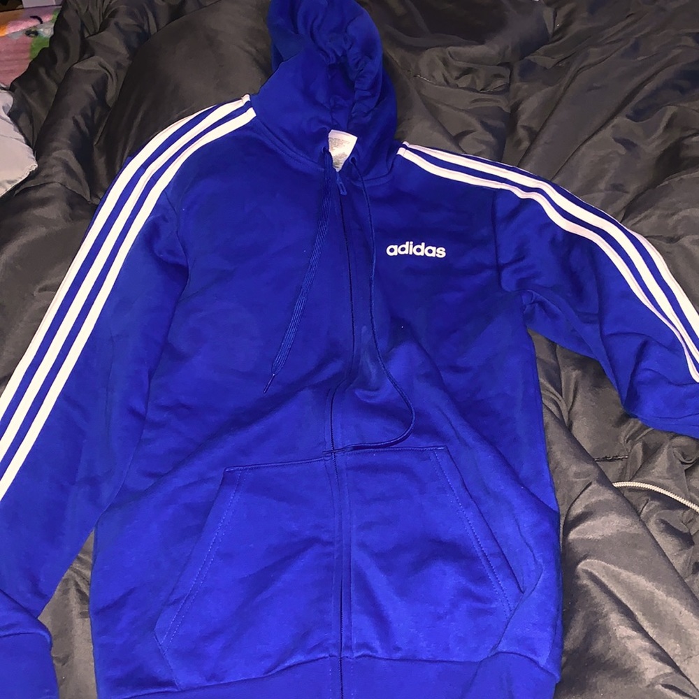 adidas blue zip up hoodie